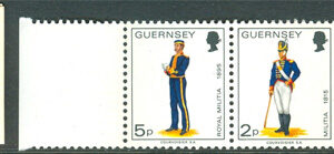 Guernsey – M   94, 96, 135 Militäruniformer, Häfte med 4 lösa märken kpl **