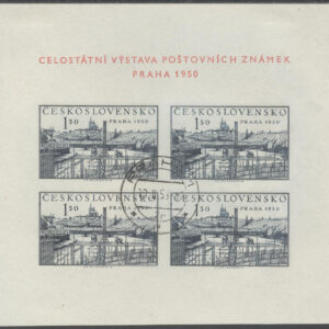 Tjeckoslovakien – M BL  12 Frimärks Utställning i Prag 1950, Block