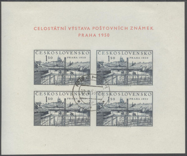 Tjeckoslovakien - M BL  12 Frimärks Utställning i Prag 1950, Block