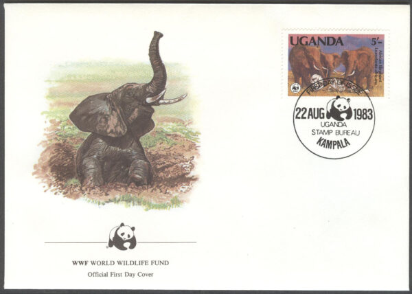 Uganda - FDC 1983-08-22 - Däggdjur - Afrikansk Elefant - WWF, 4 kpl
