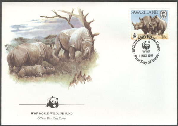 Swaziland - FDC 1987-07-01 - Trubbnoshörning - WWF, 4 kpl