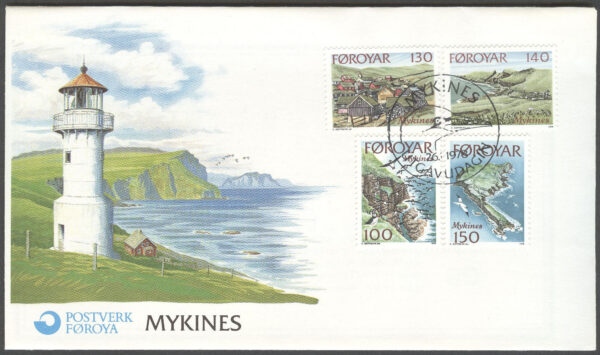 Färöarna - FDC 1978-01-26 - Landskap - Mykines - Fyrar, 5 kpl Vinjett 1