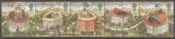 England - M 1580-1584 Återuppbyggandet av Globe-teatern, 5-strip kpl **