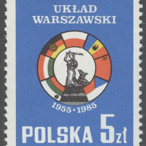 Polen – M 2974 Warszawapakten 30 år – Statsvapen & Flaggor, märke kpl **