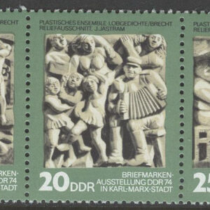 DDR – M 1988-1990 Filatelins Dag 1974 – Utställning DDR 74, 3-strip kpl **