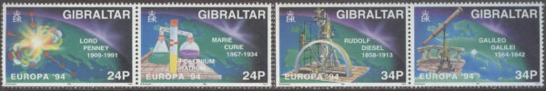 Gibraltar - M  683-686 Europa CEPT 1994 Upptäckter, 2 st par kpl **