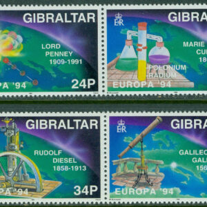 Gibraltar – M  683-686 Europa CEPT 1994 Upptäckter och uppfinningar, 2 par kpl **