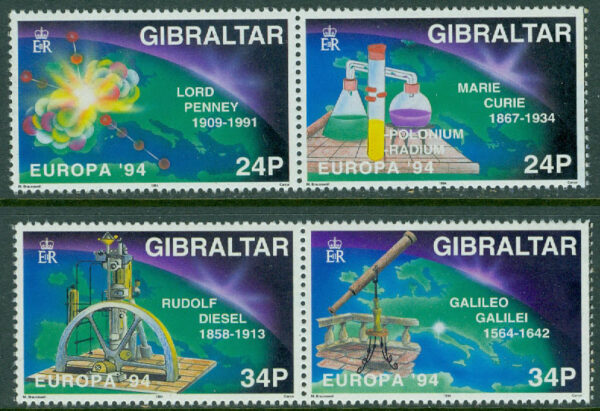Gibraltar - M  683-686 Europa CEPT 1994 Upptäckter och uppfinningar, 2 par kpl **