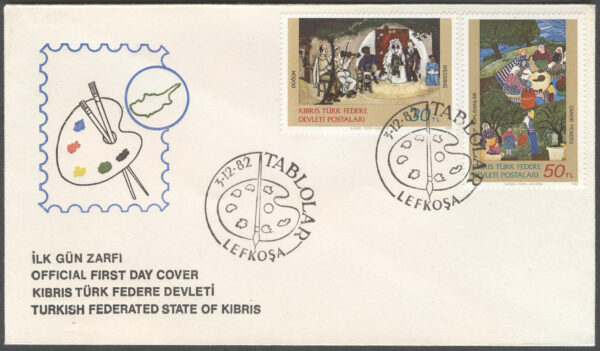 Turk. Cypern - FDC 1982-12-03 - Konst av bla  Aylin Örek, serie 2 kpl