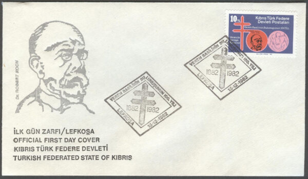 Turk. Cypern - FDC 1982-12-15 - Tuberkulosens uppkomst upptäckt 100 år, märke