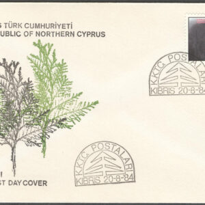 Turk. Cypern – FDC 1984-08-20 – Skogsskydd – Träd, märke kpl