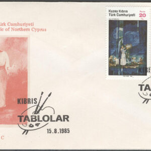 Turk. Cypern – FDC 1985-08-15 – Konst av bla Ali Atakan, serie 2 kpl