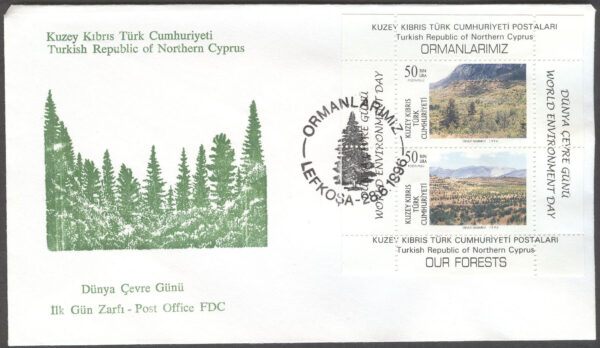 Turk. Cypern - FDC 1996-06-28 - Internat. Miljödagen 1996 - Träd, Block
