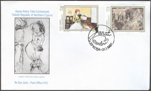 Turk. Cypern - FDC 1997-01-31 - Konst av bla Ruzen Atakan, serie 2 kpl