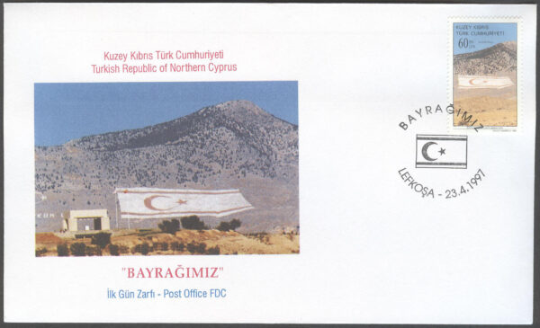 Turk. Cypern - FDC 1997-04-23 - Statsflaggan, märke kpl