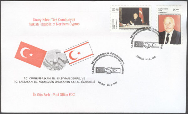 Turk. Cypern - FDC 1997-06-20 - Besök av bla Süleyman Demirel, serie 2 kpl