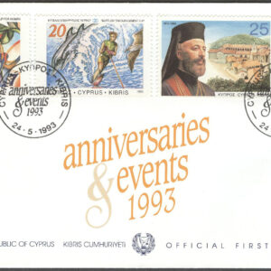 Cypern – FDC 1993-05-24 – Minnen bla Scouting & Sport, serie 4 kpl