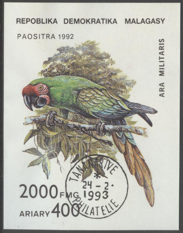 Madagaskar - M BL 209 Fåglar - Papegoja - Soldatara, Block