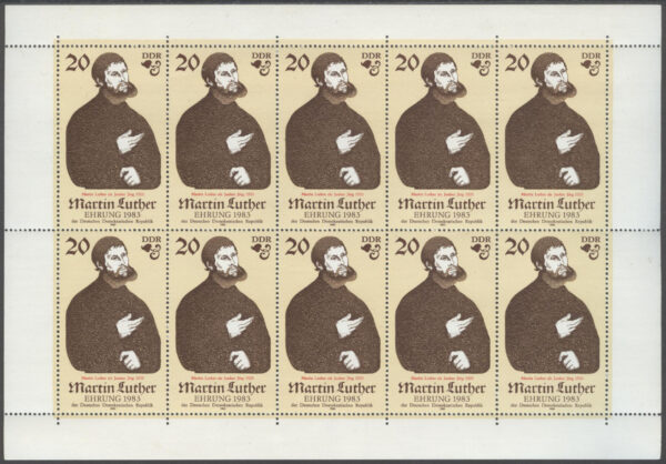 DDR - M 2755 Martin Luther 500 år I - Reformator, Miniark kpl **