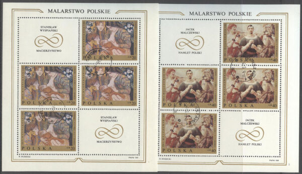 Polen - M 1941-1948 Polsk Konst II bla Naket, 8 st Miniark kpl