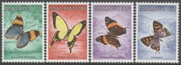 Malawi - M  432-435 Insekter - Fjärilar, serie 4 kpl **