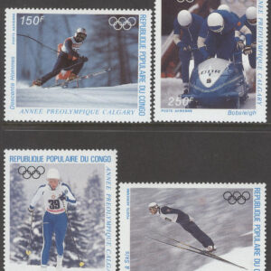 Kongo Brazzaville – M 1056-1059 OS i Calgary 1988 Skidor, serie 4 kpl **