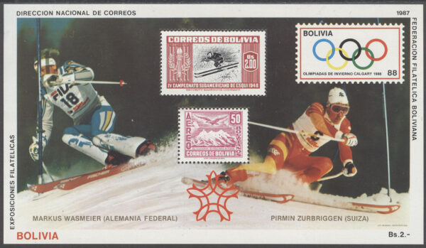 Bolivia - M BL 167 OS i Calgary 1988 Slalomåkare, Block **