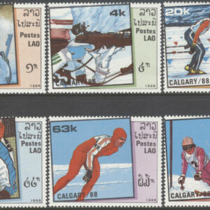 Laos – M 1060-1065 OS i Calgary 1988 Skidor & Ishockey, serie 6 kpl **