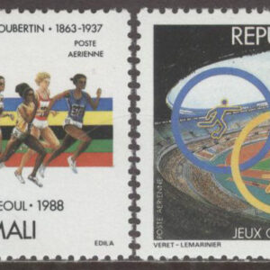 Mali – M 1106-1107 OS i Seoul 1988 P de Coubertin – OS ringar, serie 2 kpl **