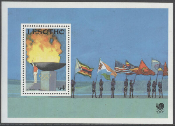 Lesotho - M BL  55 OS i Seoul 1988 III Den olympiska elden & Flaggor, Block **