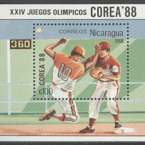Nicaragua – M BL 177 OS i Seoul 1988 Baseball, Block **