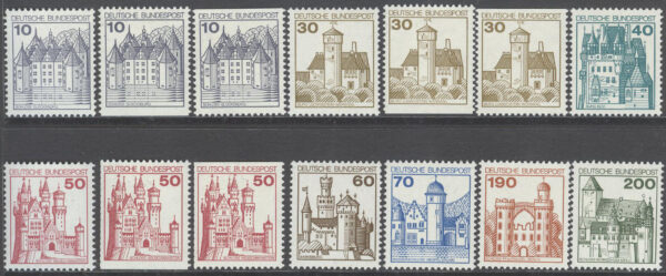 Tyskland - M  913-920 A-C-D Borgar & Slott I bla Marksburg, 14 kpl **