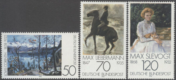 Tyskland - M  986-988 Tysk konst av bla Max Liebermann, 3 kpl **