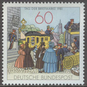 Tyskland – M 1112 Frimärkets Dag 1981 – Poststation 1855, märke kpl **