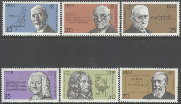 DDR - M 2603-2608 Berömdheter bla G P Telemann - Kompositör - Musik, 6 kpl **