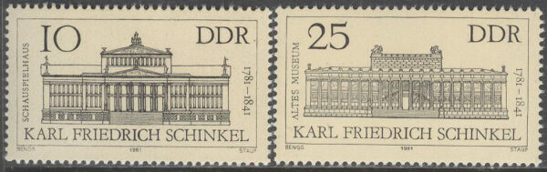 DDR - M 2619-2620 Karl Friedrich Schinkel 200 år - Byggmästare, serie 2 kpl **