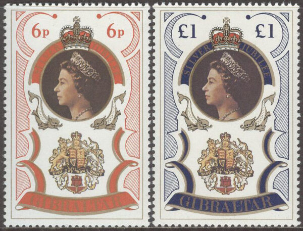 Gibraltar - M  346-347 A Elisabeth II 25 år på Tronen, 2 kpl **