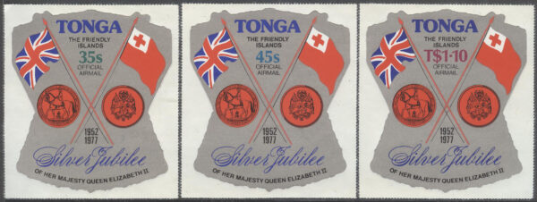 Tonga - M T  153-155 Elisabeth II 25 år på Tronen - Tjänstemärken, serie 3 kpl **