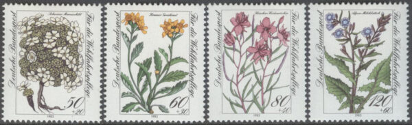 Tyskland - M 1188-1191 Hotade Blommor i Alperna bla Torta, 4 kpl **
