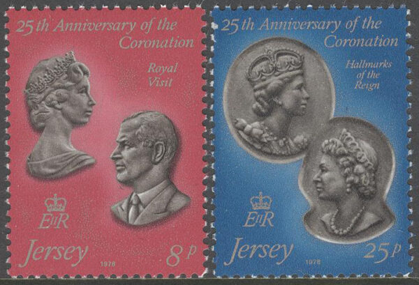 Jersey - M  185-186 Kröning av Elisabeth II 25 år, 2 kpl **