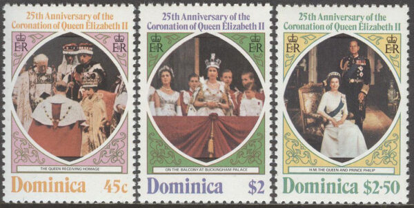 Dominica - M  577-559 C Kröning av Elisabeth II 25 år, serie 3 kpl **