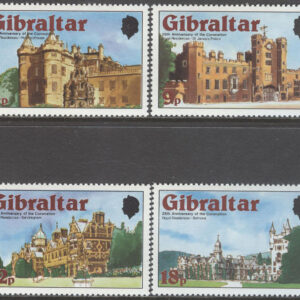 Gibraltar – M  373-376 A Kröning av Elisabeth II 25 år – Slott, serie 4 kpl **
