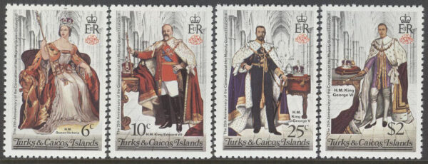 Turks & Caicos Islands - M  385-388 C Kröning av Elisabeth II 25 år, serie 4 kpl **
