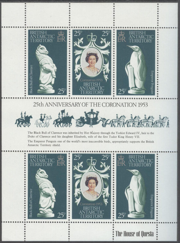 British Antarctic Ter. - M   71-73 Kröning av Elisabeth II 25 år, Miniark kpl **