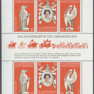 St. Kitts-Nevis – M  347-349 Kröning av Elisabeth II 25 år, Miniark kpl **