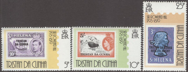 Tristan da Cunha - M  262-264 Sir Rowland Hill död 100 år, 3 kpl **