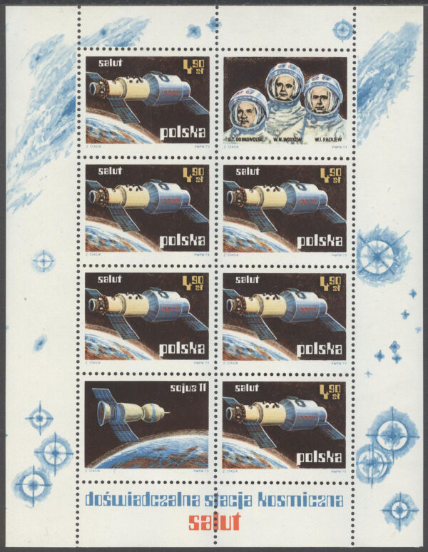 Polen - M BL  53 Rymd - Rymdforskning - Rymdstationen Salut, Block **