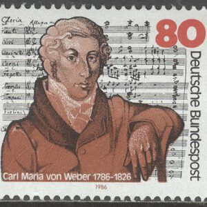 Tyskland – M 1284 Carl Maria von Weber 200 år – Kompositör – Musik, märke kpl **