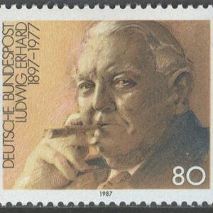 Tyskland – M 1308 Dr. Ludwig Erhard 90 år – Politiker, märke kpl **