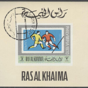 Ras Al Khaima – M  484 B Fotboll – Philympia 1970 – Frimärke på Frimärke, Block